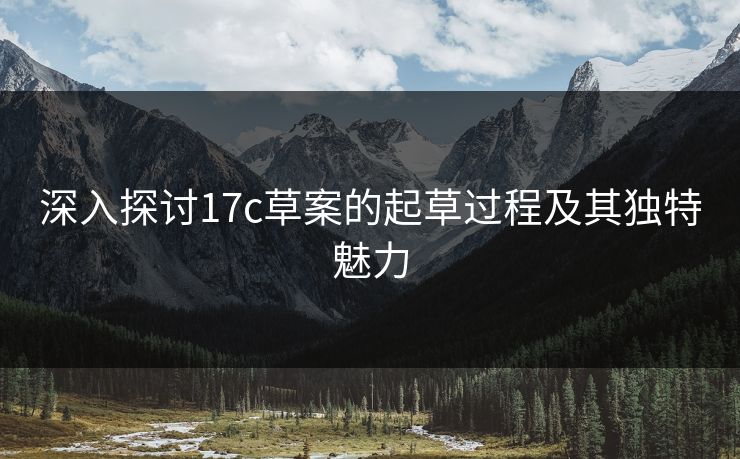深入探讨17c草案的起草过程及其独特魅力