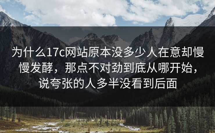 为什么17c网站原本没多少人在意却慢慢发酵，那点不对劲到底从哪开始，说夸张的人多半没看到后面