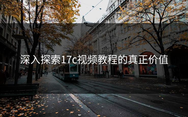 深入探索17c视频教程的真正价值