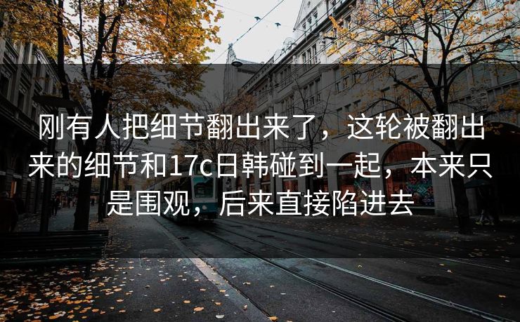 刚有人把细节翻出来了，这轮被翻出来的细节和17c日韩碰到一起，本来只是围观，后来直接陷进去