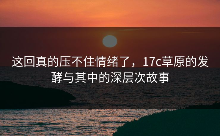这回真的压不住情绪了，17c草原的发酵与其中的深层次故事