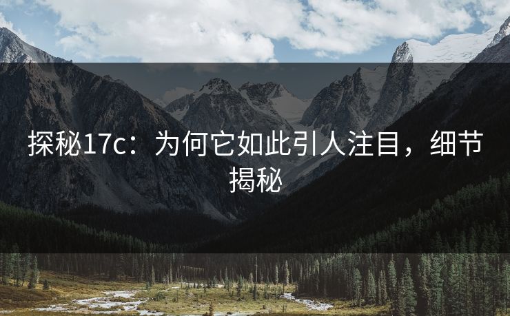 探秘17c：为何它如此引人注目，细节揭秘