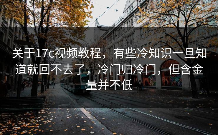关于17c视频教程，有些冷知识一旦知道就回不去了，冷门归冷门，但含金量并不低