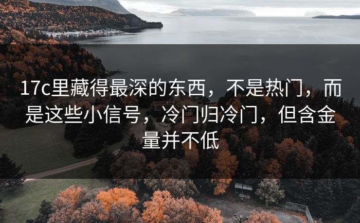 17c里藏得最深的东西,不是热门,而是这些小信号,冷门归冷门,但含金量并不低 17c里藏得最深的东西,不是热门,而是这些小信号,冷门归冷门,但含金量并不低